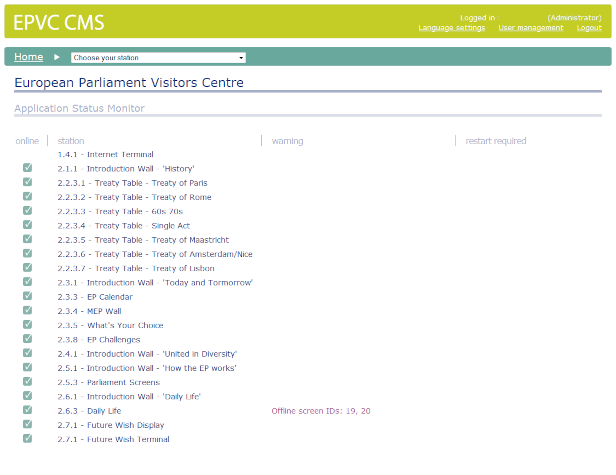 EPVC CMS – Station overview/monitoring